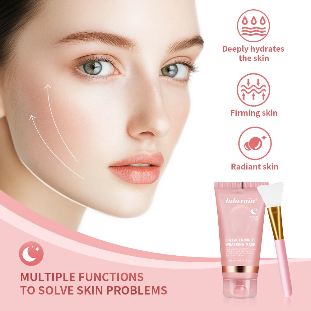 Collagen Wrapping Mask & Brush Set – Korean Glowy Skin Treatment