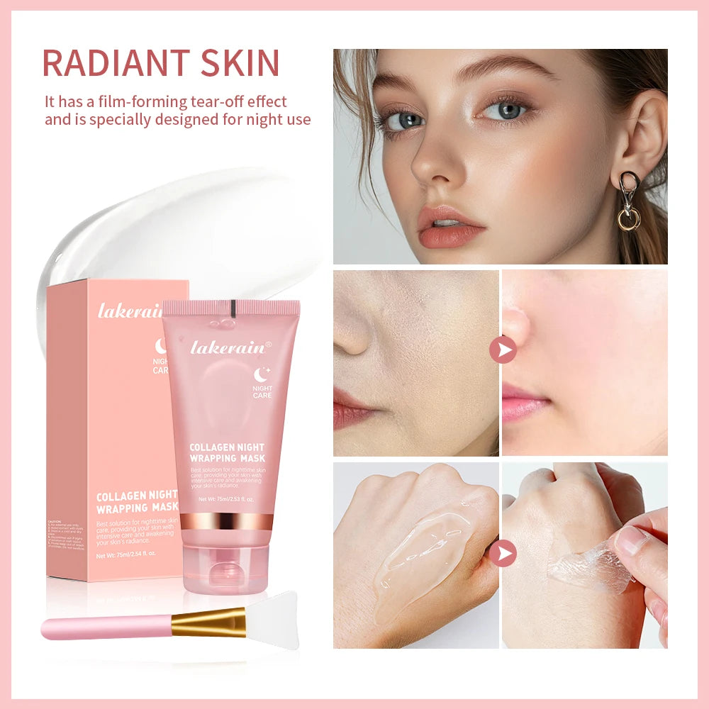 Collagen Wrapping Mask & Brush Set – Korean Glowy Skin Treatment