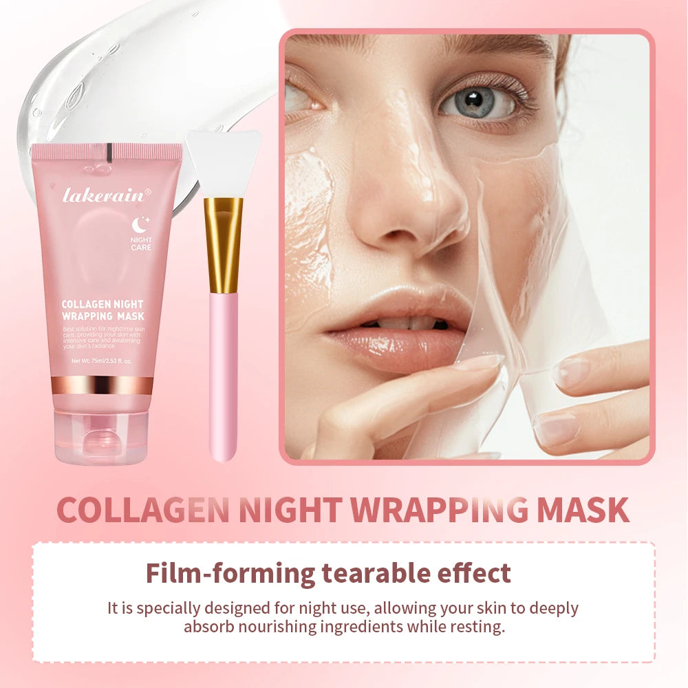 Collagen Wrapping Mask & Brush Set – Korean Glowy Skin Treatment